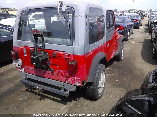 1J4FY19P8RP405255 - 1994 JEEP WRANGLER / YJ S RED photo 4