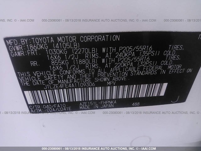 JTLZE4FE4A1109306 - 2010 TOYOTA SCION XB Ağ foto 9