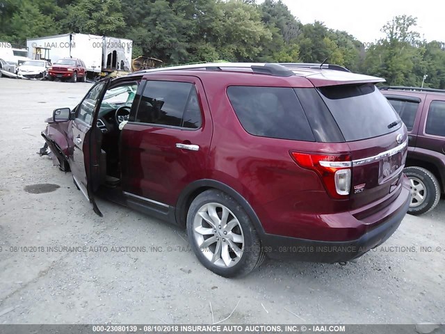 1FM5K8D83FGA32807 - 2015 FORD EXPLORER XLT BURGUNDY photo 3