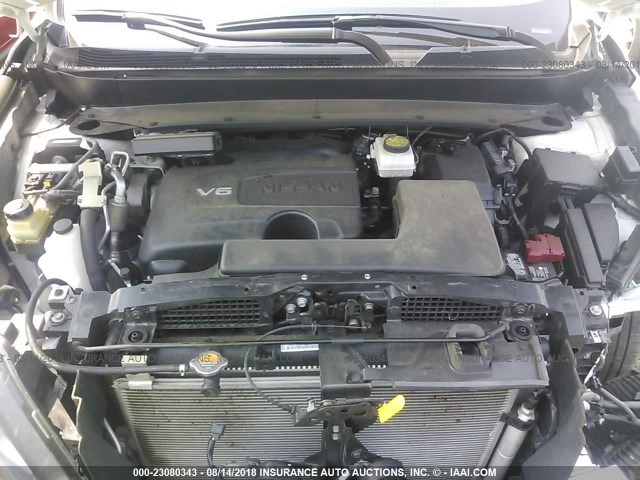 5N1DR2MM9JC624472 - 2018 NISSAN PATHFINDER S/SV/SL/PLATINUM WHITE photo 10