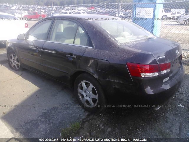 5NPEU46F36H091466 - 2006 HYUNDAI SONATA GLS/LX MAROON photo 3