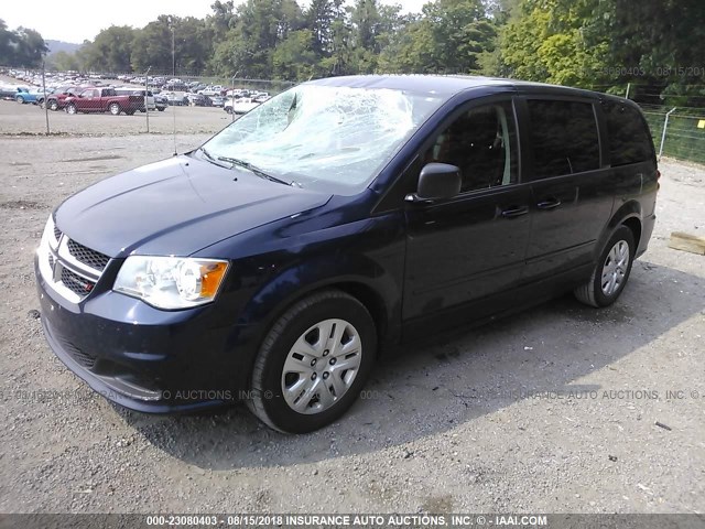 2C4RDGBG8GR168029 - 2016 DODGE GRAND CARAVAN SE BLUE photo 2