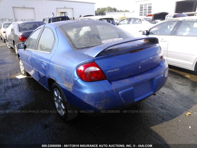 1B3ES56C95D211472 - 2005 DODGE NEON SXT BLUE photo 3