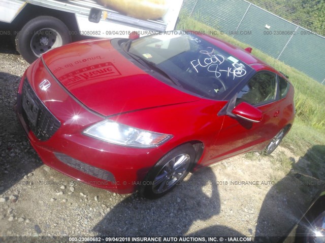 JHMZF1C49DS001943 - 2013 HONDA CR-Z RED photo 2