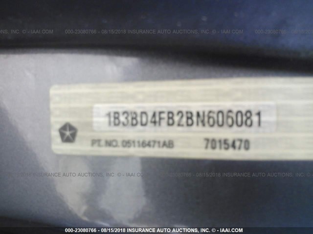 1B3BD4FB2BN606081 - 2011 DODGE AVENGER EXPRESS 灰色 照片 9