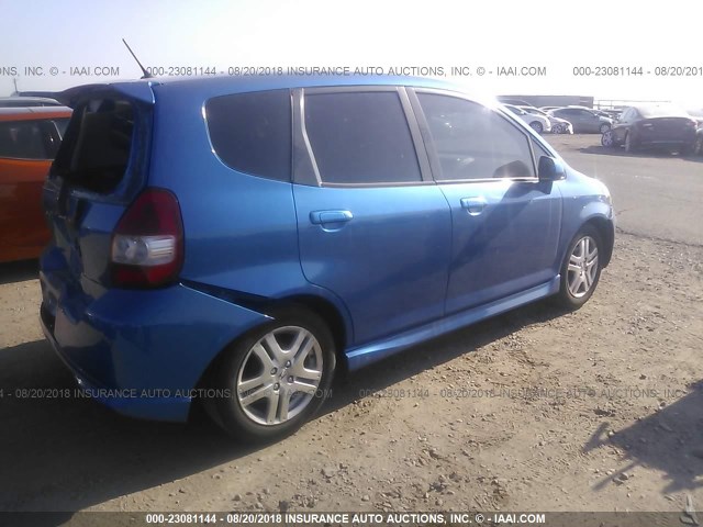 JHMGD38617S058838 - 2007 HONDA FIT S 蓝色 照片 4