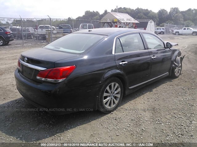 4T1BK3DB0BU394347 - 2011 TOYOTA AVALON LIMITED BLACK photo 4