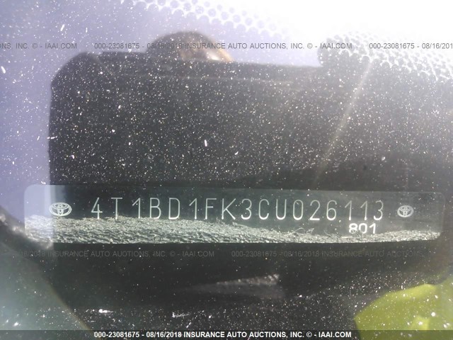 4T1BD1FK3CU026113 - 2012 TOYOTA CAMRY HYBRID/LE/XLE 白色 照片 9