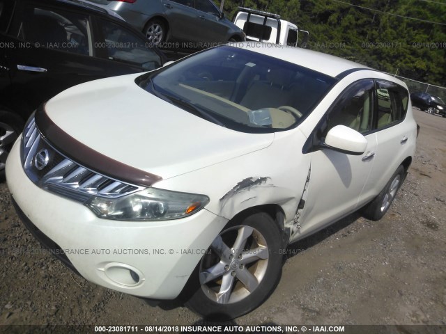 JN8AZ18UX9W019077 - 2009 NISSAN MURANO S/SL WHITE photo 2