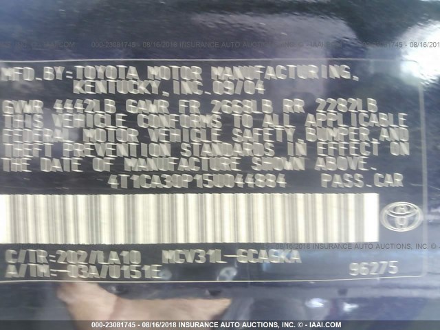 4T1CA30P15U044884 - 2005 TOYOTA CAMRY SOLARA SE/SLE Qara foto 9