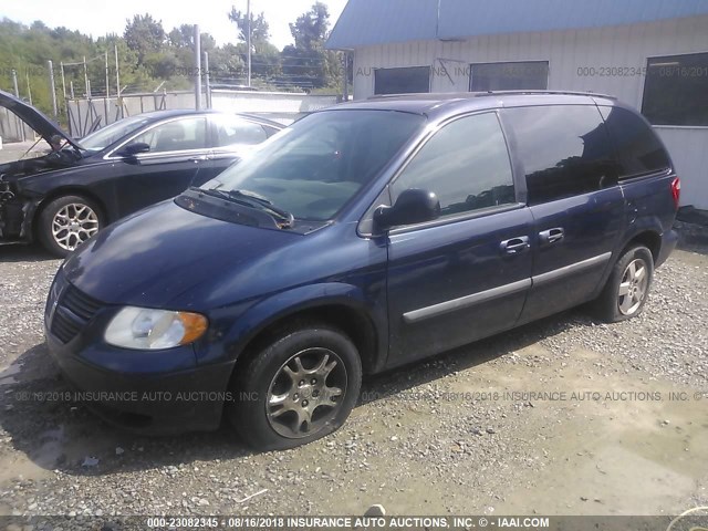 1D4GP45R15B174344 - 2005 DODGE CARAVAN SXT BLUE photo 2