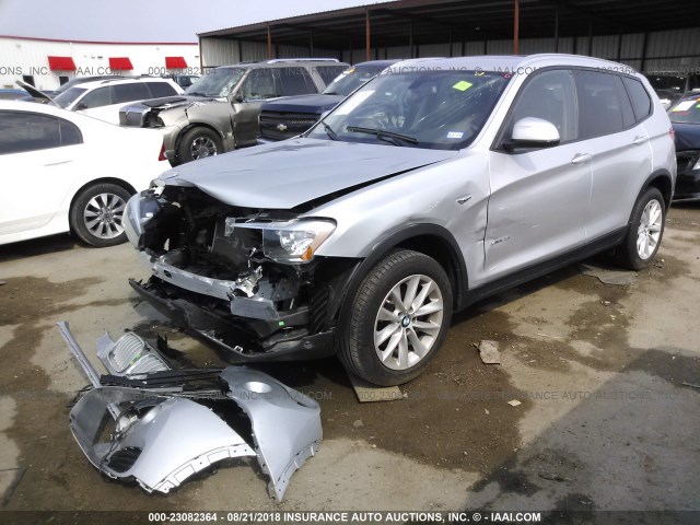 5UXWZ7C37H0V93820 - 2017 BMW X3 SDRIVE28I SILVER photo 2