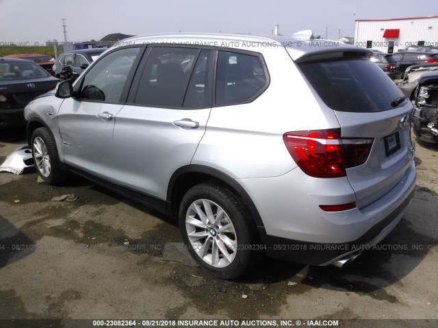 5UXWZ7C37H0V93820 - 2017 BMW X3 SDRIVE28I SILVER photo 3