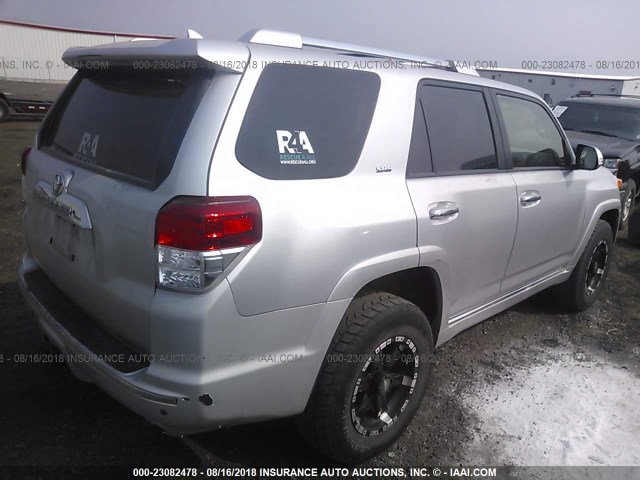 JTEBU5JR8D5117160 - 2013 TOYOTA 4RUNNER SR5/LIMITED/TRAIL SILVER photo 4