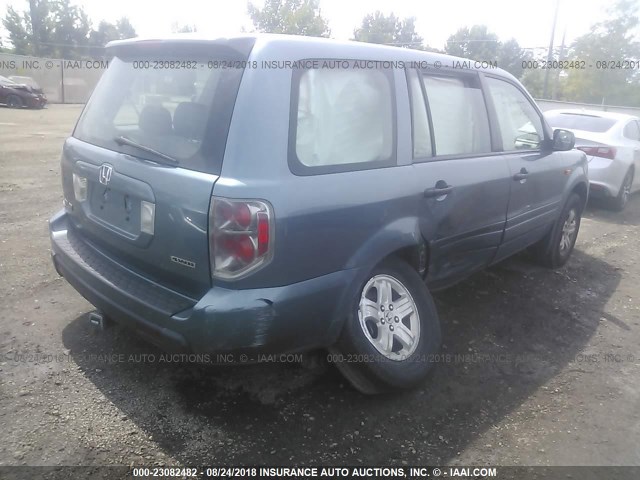 5FNYF18117B025473 - 2007 HONDA PILOT LX BLUE photo 4