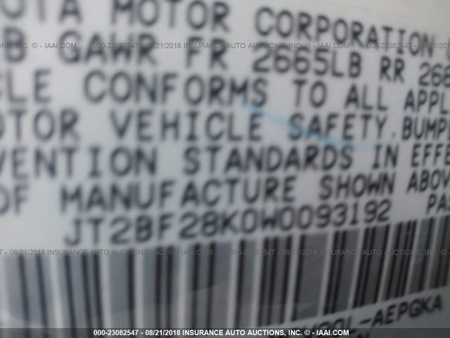 JT2BF28K0W0093192 - 1998 TOYOTA CAMRY LE/XLE GRAY photo 9