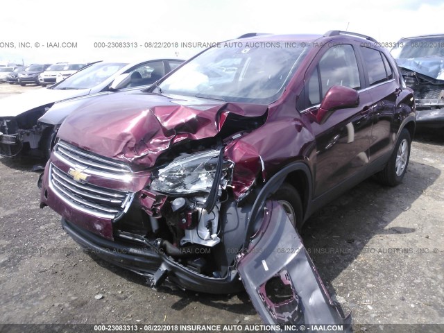 3GNCJLSB1GL144672 - 2016 CHEVROLET TRAX 1LT MAROON photo 2