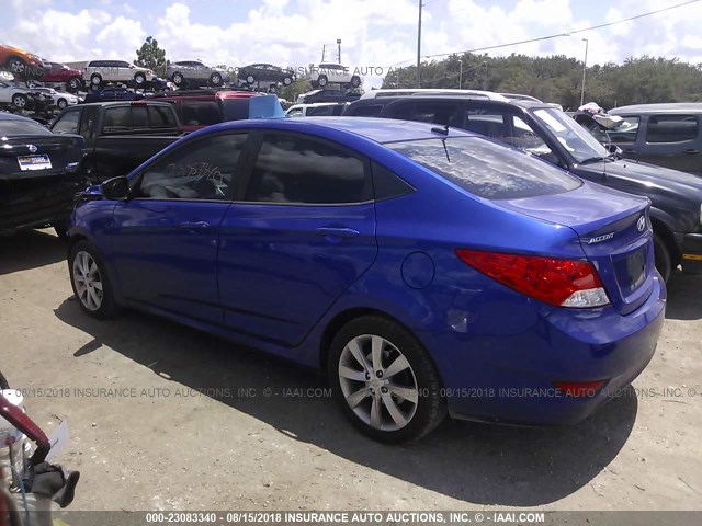 KMHCU4AEXDU570567 - 2013 HYUNDAI ACCENT GLS/SE BLUE photo 3