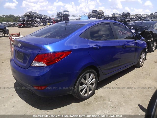 KMHCU4AEXDU570567 - 2013 HYUNDAI ACCENT GLS/SE BLUE photo 4