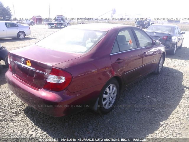 JTDBE32K230185070 - 2003 TOYOTA CAMRY LE/XLE RED photo 4