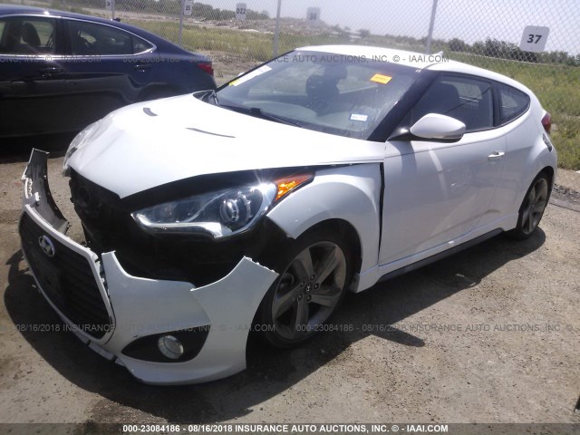 KMHTC6AE5FU232270 - 2015 HYUNDAI VELOSTER TURBO WHITE photo 2