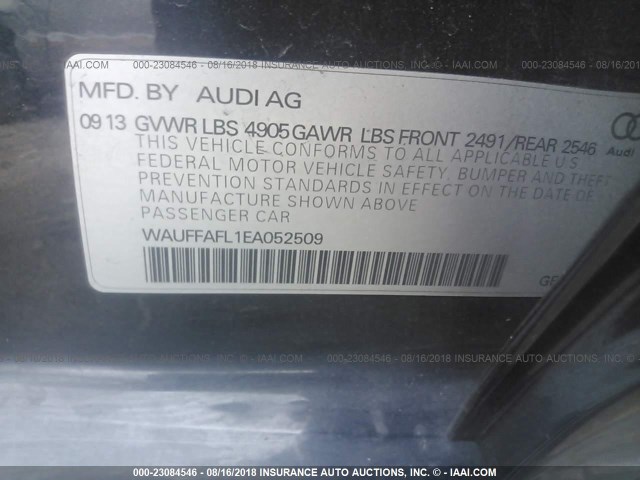 WAUFFAFL1EA052509 - 2014 AUDI A4 PREMIUM PLUS BLACK photo 9