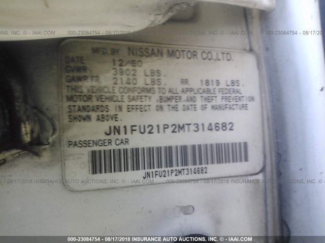 JN1FU21P2MT314682 - 1991 NISSAN STANZA WHITE photo 9