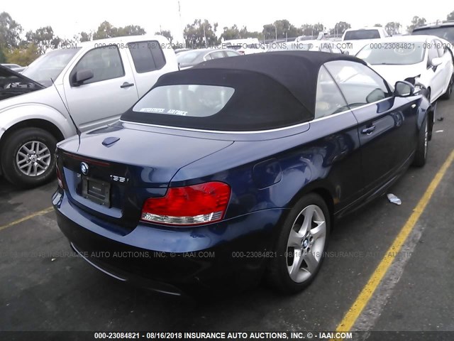 WBAUN7C55BVM25252 - 2011 BMW 135 I BLUE photo 4