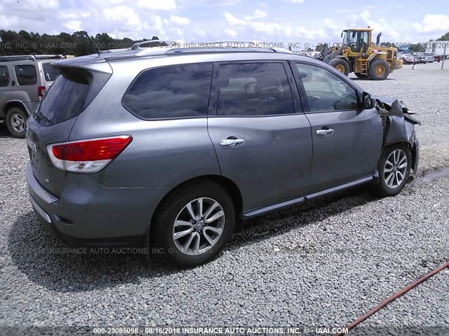 5N1AR2MN6FC704427 - 2015 NISSAN PATHFINDER S/SV/SL/PLATINUM GRAY photo 4