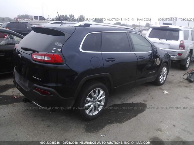 1C4PJLDB7EW157974 - 2014 JEEP CHEROKEE LIMITED BLUE photo 4