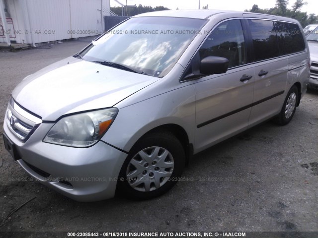 5FNRL38297B014156 - 2007 HONDA ODYSSEY LX SILVER photo 2