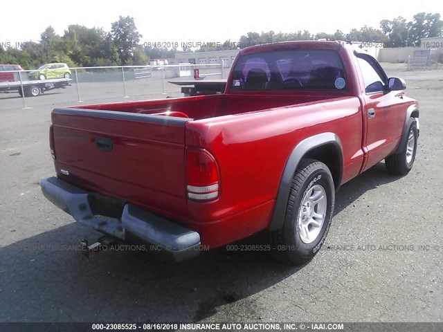 1B7FL16XX2S639084 - 2002 DODGE DAKOTA SXT RED photo 4