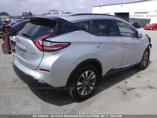 5N1AZ2MH1HN112712 - 2017 NISSAN MURANO SILVER photo 4