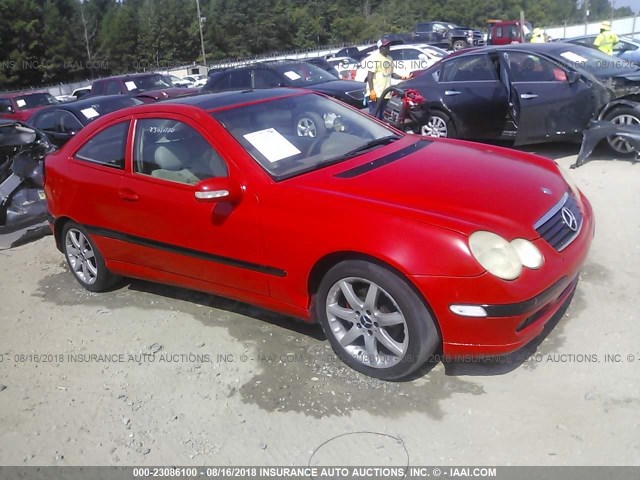 WDBRN40J54A608670 - 2004 MERCEDES-BENZ C 230K SPORT COUPE RED photo 1