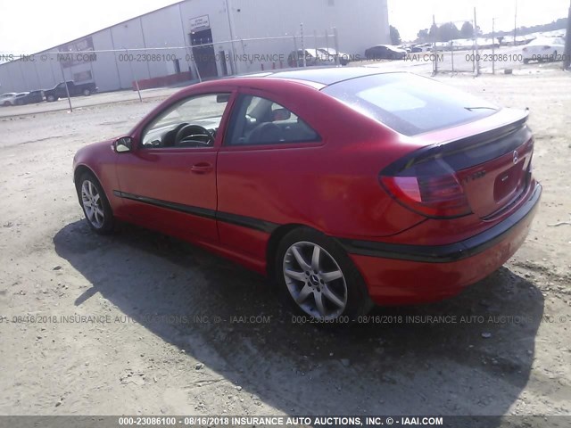 WDBRN40J54A608670 - 2004 MERCEDES-BENZ C 230K SPORT COUPE RED photo 3