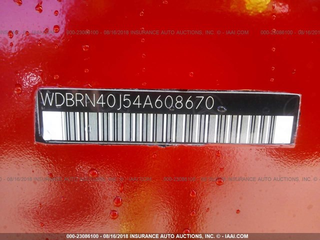 WDBRN40J54A608670 - 2004 MERCEDES-BENZ C 230K SPORT COUPE RED photo 9