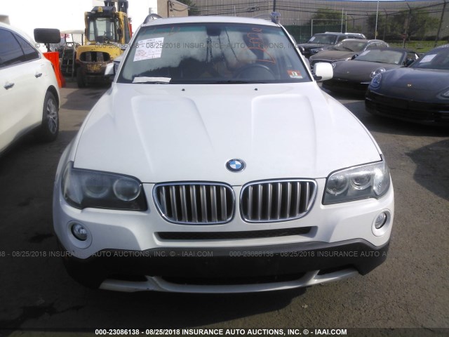 WBXPC93479WJ26779 - 2009 BMW X3 XDRIVE30I WHITE photo 6