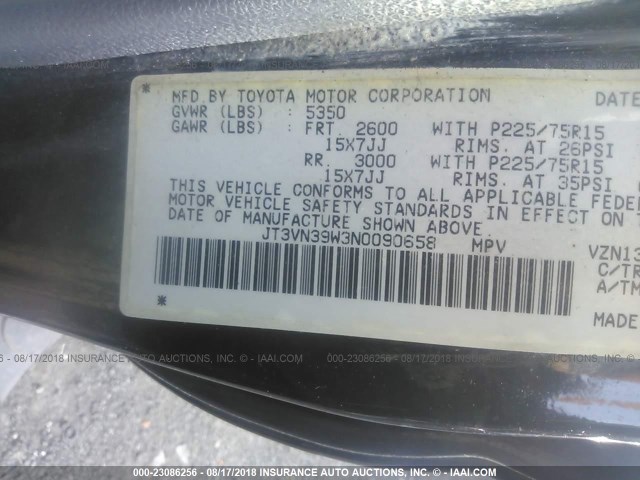 JT3VN39W3N0090658 - 1992 TOYOTA 4RUNNER VN39 SR5 黑色 照片 9