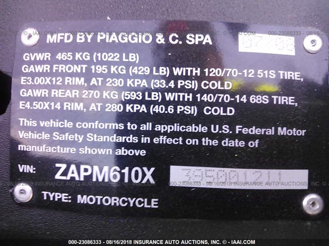 ZAPM610X395001211 - 2009 PIAGGIO MP3 500 RED photo 10