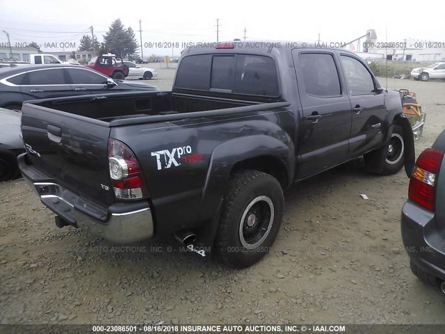 3TMLU4EN0BM058459 - 2011 TOYOTA TACOMA DOUBLE CAB ნაცრისფერი ფოტო 4