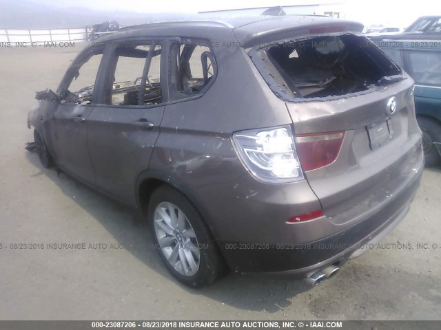 5UXWX9C50E0D30957 - 2014 BMW X3 XDRIVE28I BROWN photo 3