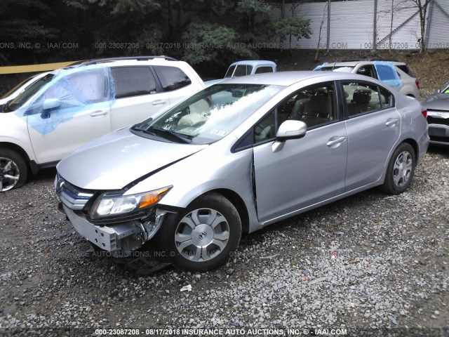 JHMFB4F26CS006929 - 2012 HONDA CIVIC HYBRID SILVER photo 2