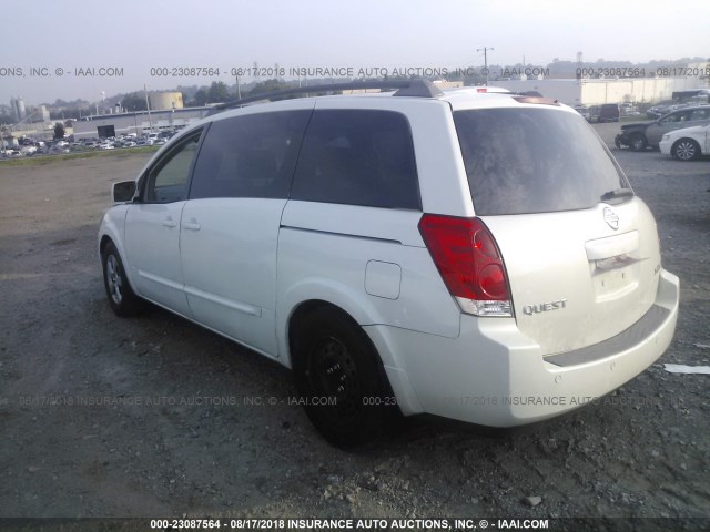 5N1BV28U06N121440 - 2006 NISSAN QUEST S/SE/SL WHITE photo 3