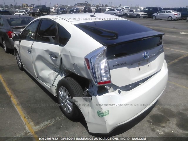 JTDKN3DP3E3053736 - 2014 TOYOTA PRIUS PLUG-IN  WHITE photo 3