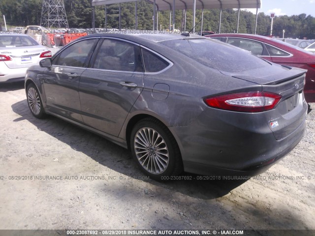 3FA6P0RUXER295861 - 2014 FORD FUSION TITANIUM HEV GRAY photo 3