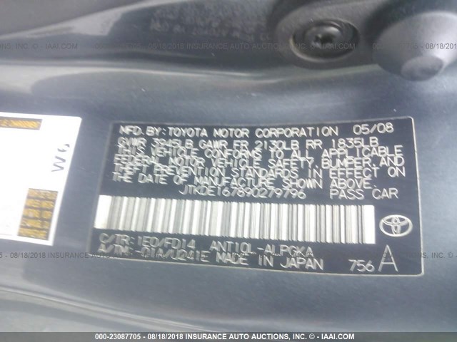 JTKDE167890279796 - 2009 TOYOTA SCION TC 灰色 照片 9