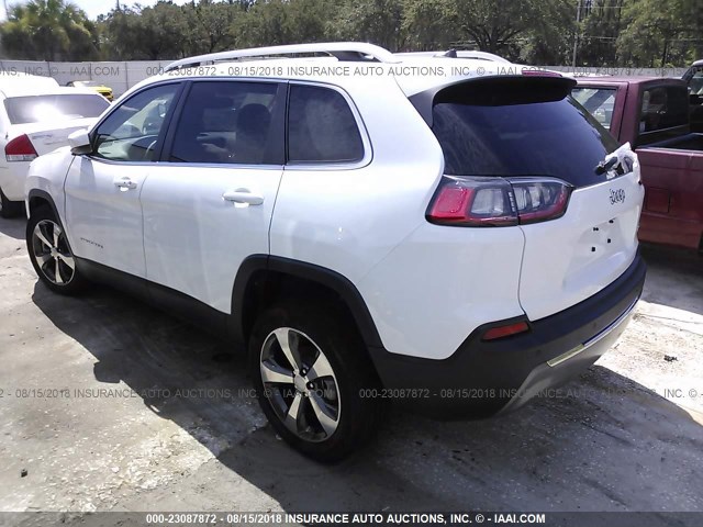 1C4PJLDB2KD170400 - 2019 JEEP CHEROKEE LIMITED WHITE photo 3