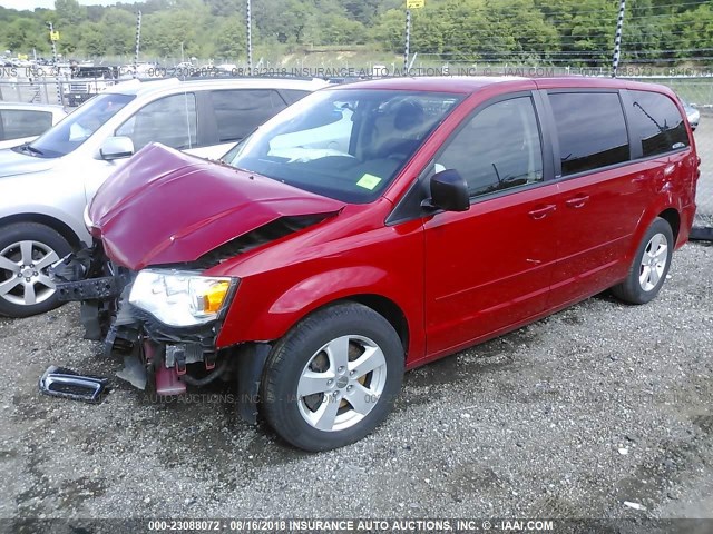 2C4RDGBG2DR532859 - 2013 DODGE GRAND CARAVAN SE RED photo 2