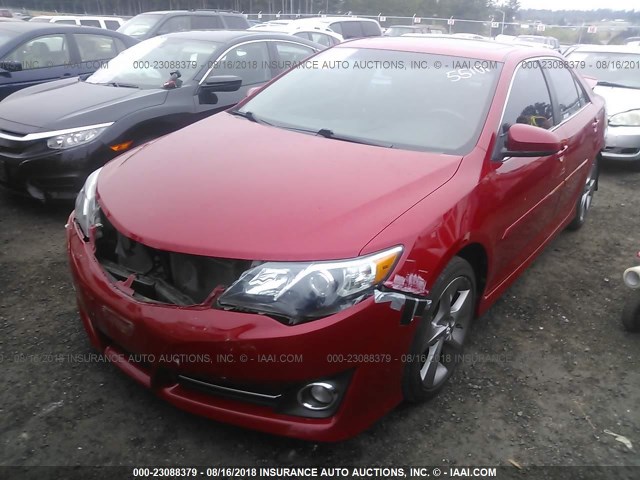 4T1BF1FK3EU800759 - 2014 TOYOTA CAMRY L/SE/LE/XLE RED photo 2