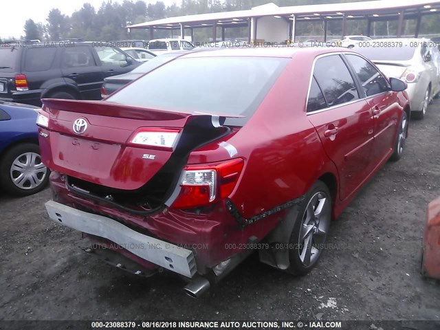 4T1BF1FK3EU800759 - 2014 TOYOTA CAMRY L/SE/LE/XLE RED photo 4